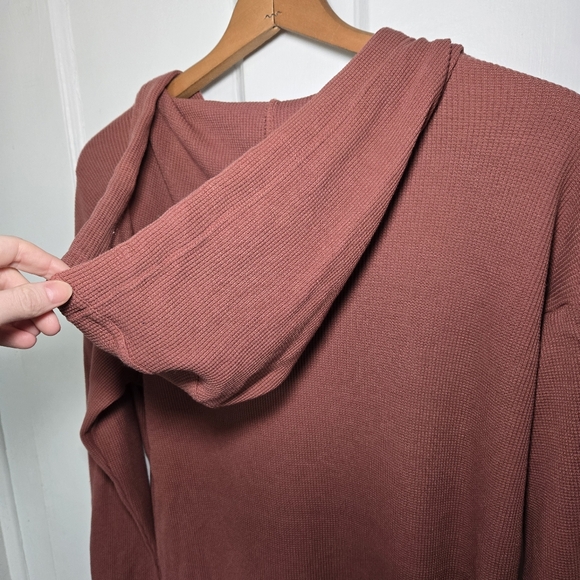 Free Fly Women's Bamboo Waffle Hoodie Size L Henley Hooded Hiking Outdoors - Picture 5 of 13